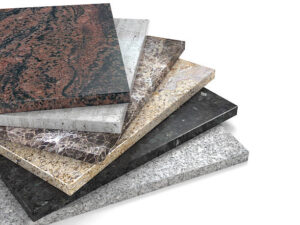 Palette of marble granite slabs